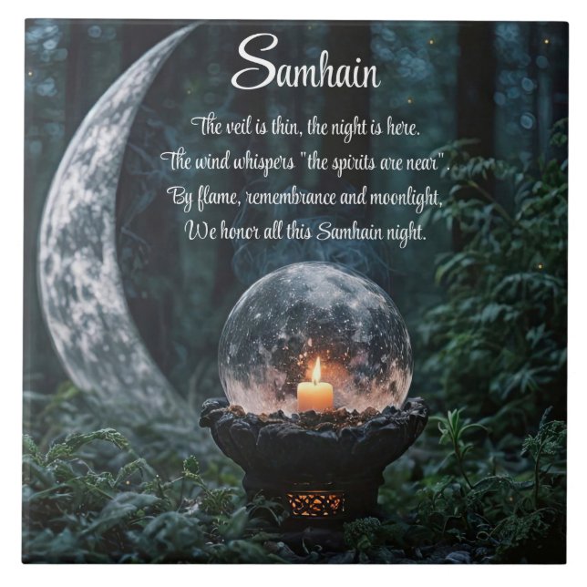 Samhain Sabbat Decor Ceramic Tile (Front)