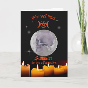 Samhain skull and moon card