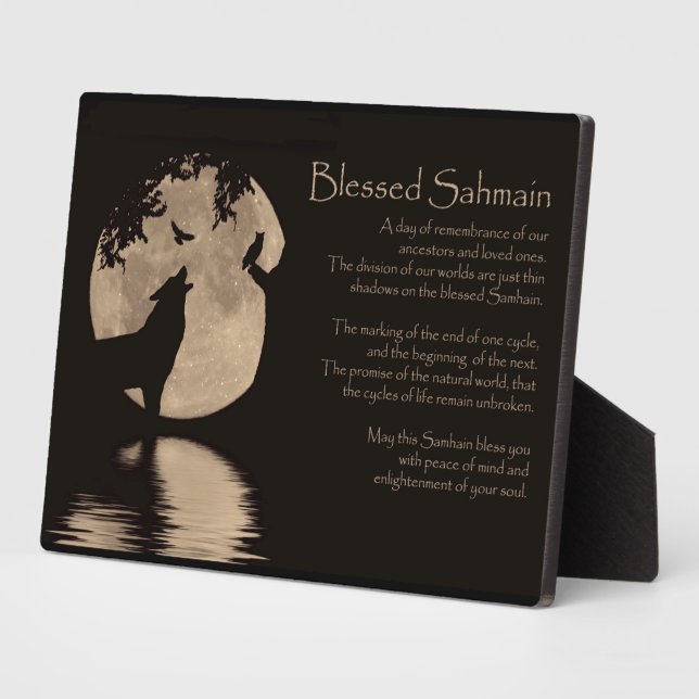 Samhain Wolf Owl Raven Decor Plaque (Side)