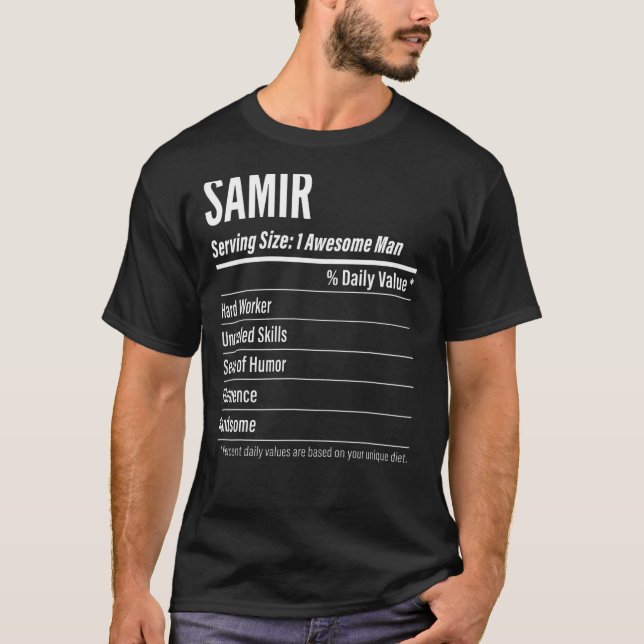 Samir Serving Size Nutrition Label Calories T-Shirt (Front)