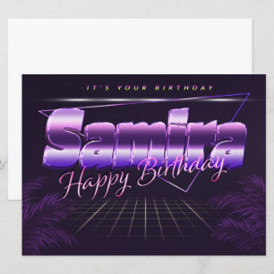 Samira Name Vorname lila retro Karte Geburtstag Card