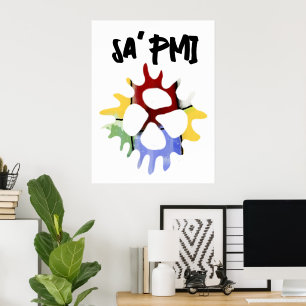 samiskt solhjul med många färger poster