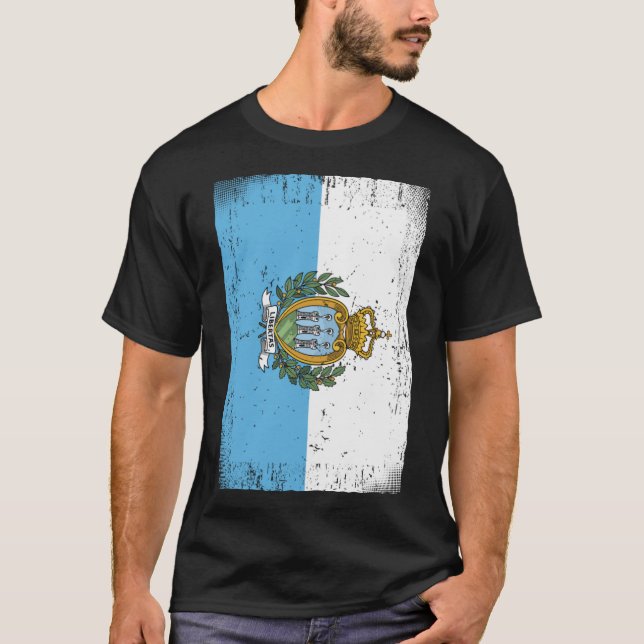 Sammarinese Flag San Marino T-Shirt (Front)