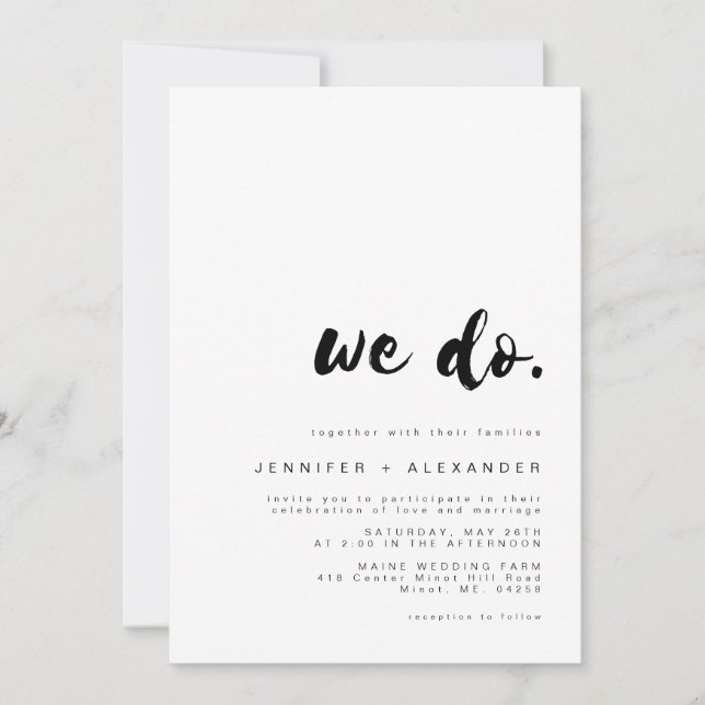 SAMMI Minimal 'We Do' Wedding Invitation (Front)
