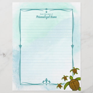 Sammy Sea Turtle Lined Paper Sheet
