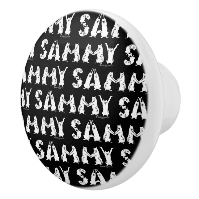Sammy Spelled in Samoyed Letters Ceramic Knob (Right)