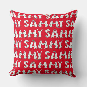 Sammy Spelled in Samoyed Letters Cushion