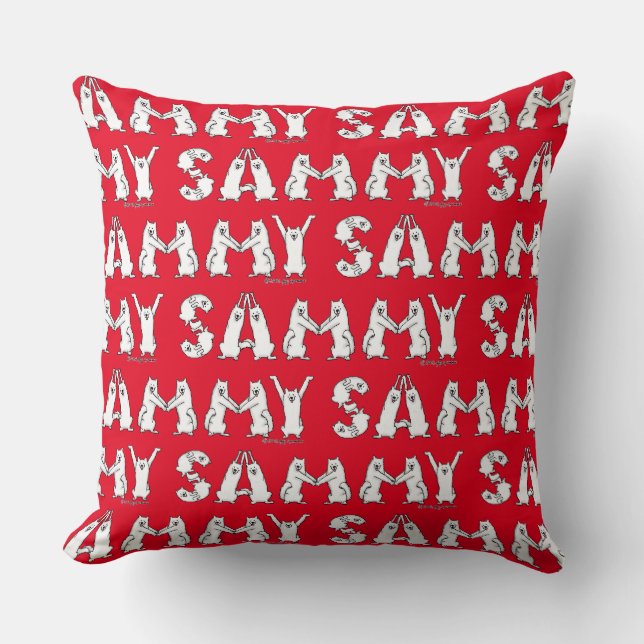 Sammy Spelled in Samoyed Letters Cushion (Front)