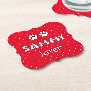Sammy Spelled in Samoyed Letters Paper Coaster