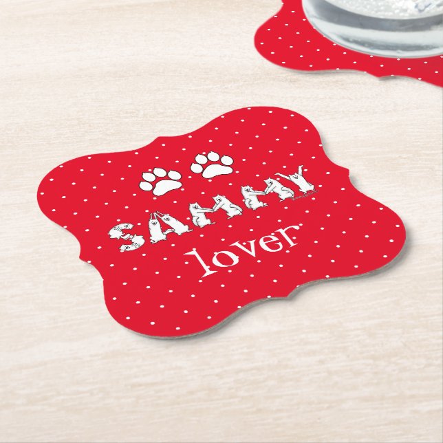 Sammy Spelled in Samoyed Letters Paper Coaster (Angled)