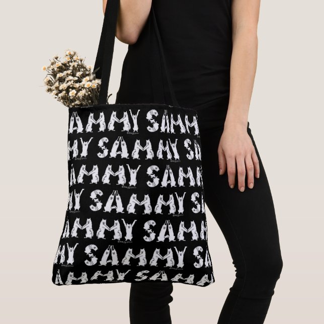 Sammy Spelled in Samoyed Letters Tote Bag (Close Up)