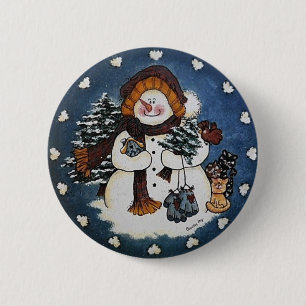 Sammy the Snowman Button Pin