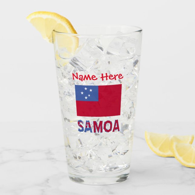 Samoa and Samoan Flag Personalised Drinking Glass (Front Ice)