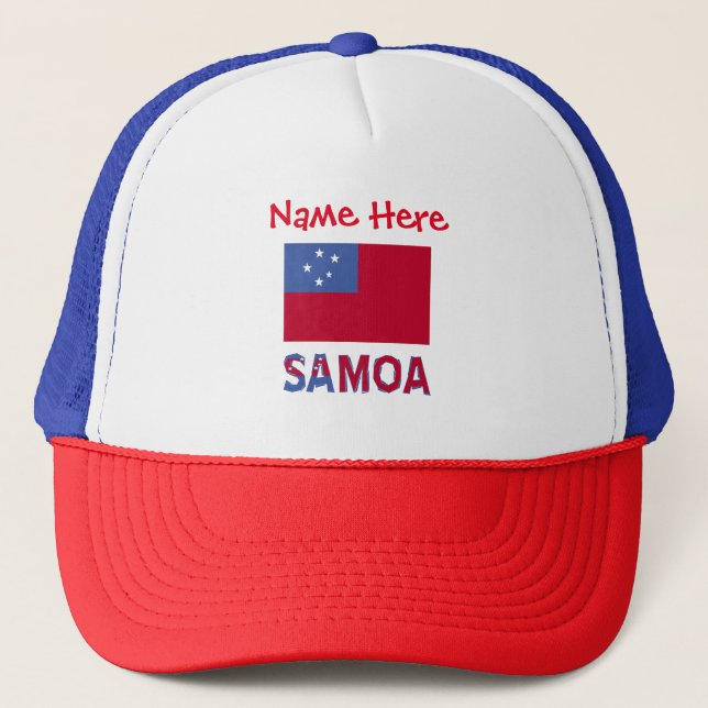 Samoa and Samoan Flag Red Personalisation  Trucker Hat (Front)