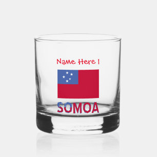 Samoa and Samoan Flag Red Personalisation Whiskey Glass