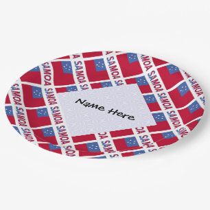 Samoa and Samoan Flag Tiled Personalised Paper Plate