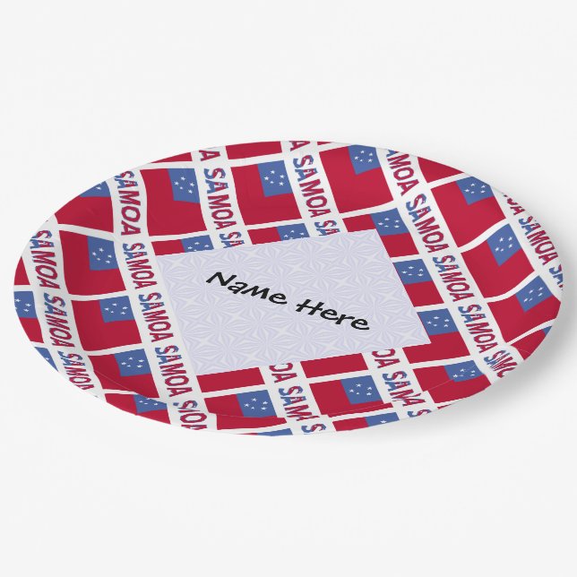 Samoa and Samoan Flag Tiled Personalised  Paper Plate (Angled)