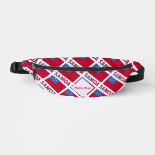 Samoa and Samoan Flag Tiled Red Personalisation  Bum Bags