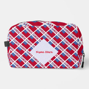 Samoa and Samoan Flag Tiled Red Personalisation Dopp Kit