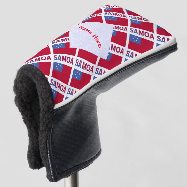 Samoa and Samoan Flag Tiled Red Personalisation  Golf Head Cover (3/4 Front)