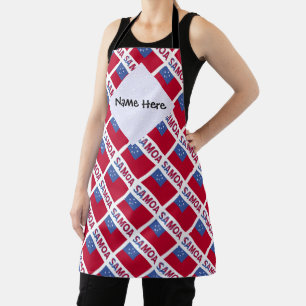 Samoa and Samoan Flag Tiled with Your Name Apron