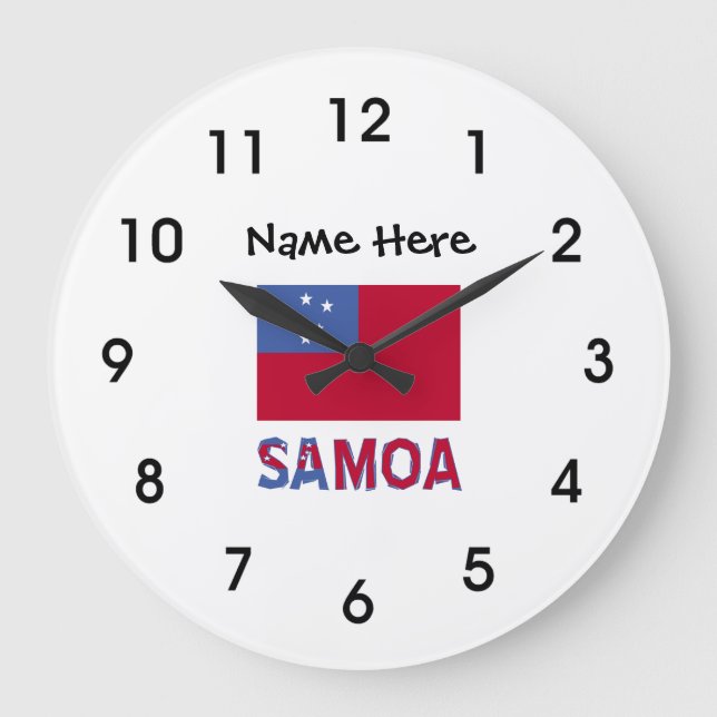 Samoa and Samoan Flag with Your Name Large Clock (Front)