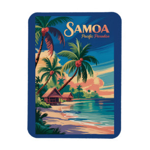 Samoa Beach Samoan Illustration Travel Art Vintage Magnet