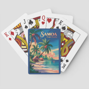 Samoa Beach Samoan Illustration Travel Art Vintage Playing Cards