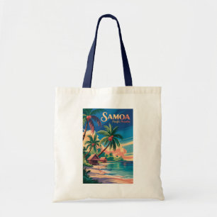 Samoa Beach Samoan Illustration Travel Art Vintage Tote Bag