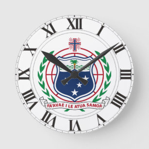 Samoa Coat of Arms Round Clock