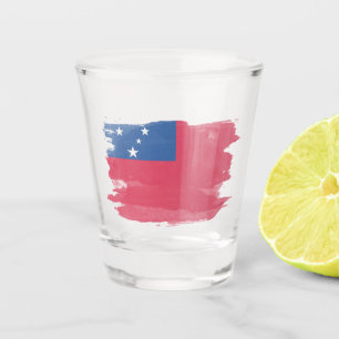 Samoa flag brush stroke, national flag shot glass