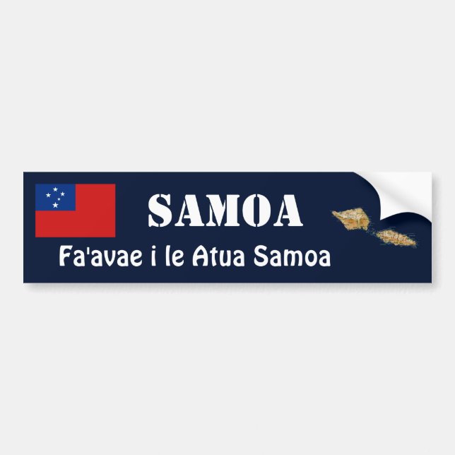 Samoa Flag + Map Bumper Sticker (Front)
