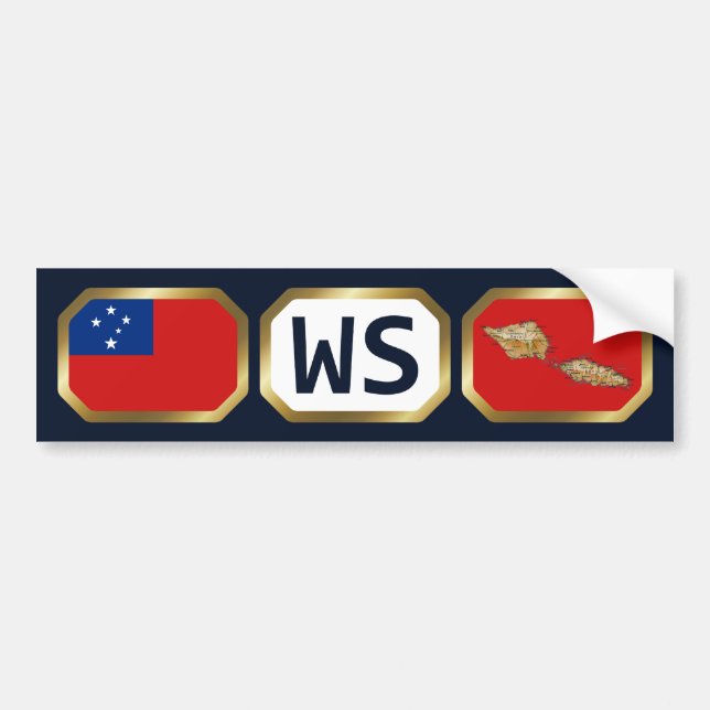 Samoa Flag Map Code Bumper Sticker (Front)