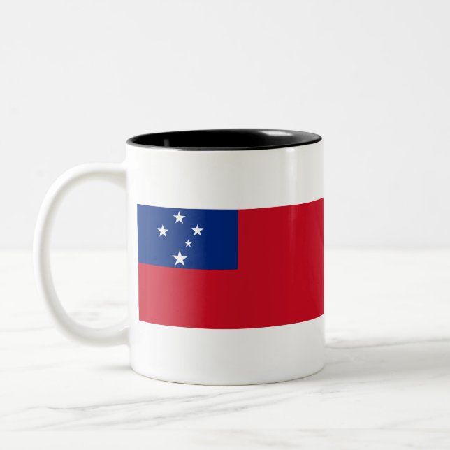Samoa Flag Two-Tone Coffee Mug (Left)