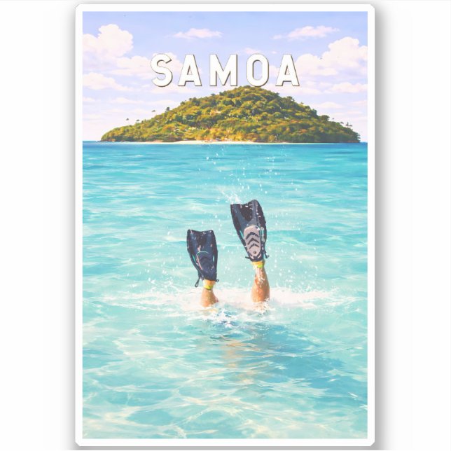 Samoa Illustration Travel Art Vintage (Front)