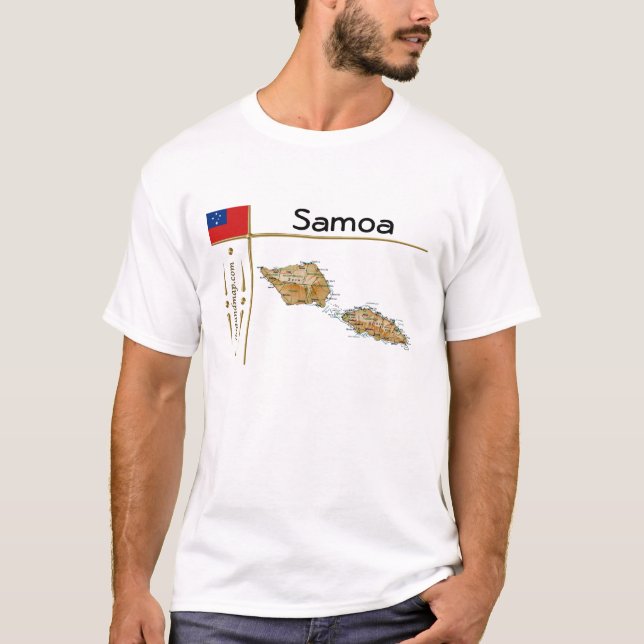 Samoa Map + Flag + Title T-Shirt (Front)