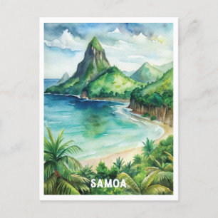 Samoa National Park Watercolor Painting Postcard