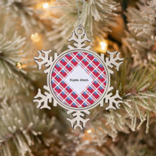 Samoa Samoan Flag Tiled Black Personalisation  Snowflake Pewter Christmas Ornament