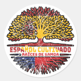Samoa Samoan Spain Spanish Tree Roots Flag Classic Round Sticker