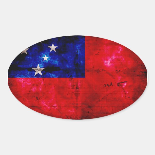 Samoan Flag Oval Sticker (Front)