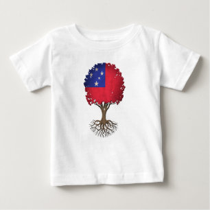 Samoan Flag Tree of Life Customisable Baby T-Shirt