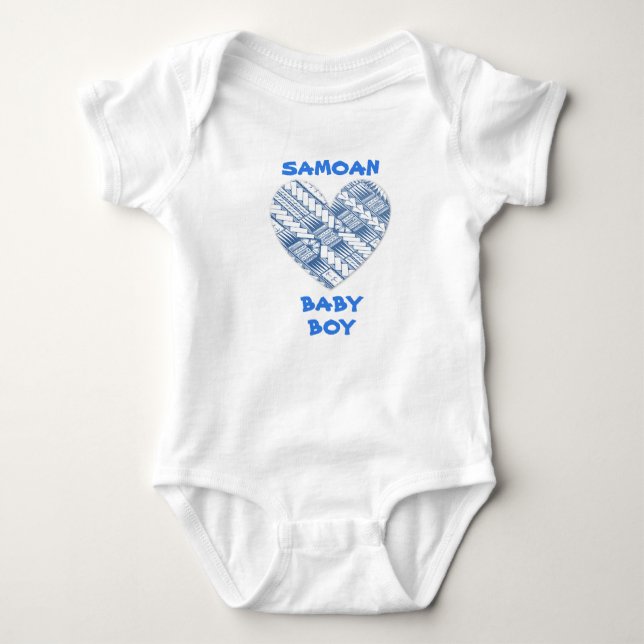 Samoan Infant Blue Logo with Tribal Designs Baby Bodysuit (Front)