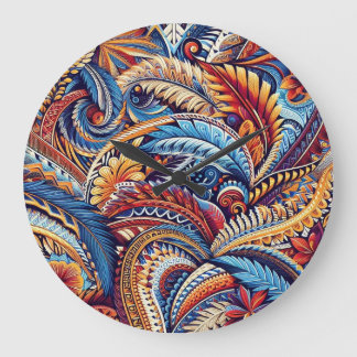 samoan , polynesian culture inspired pattern large clock