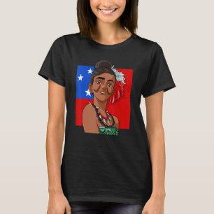 Samoan Pride Polynesian Girl Haka Dance Samoa Flag T-Shirt