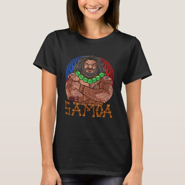 Samoan Pride Polynesian Warrior Samoa Tatau Cultur T-Shirt (Front)
