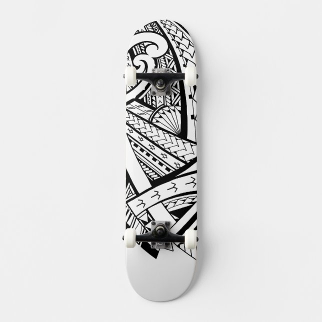 Samoan tribal design spearhead patterns skateboard (Front)