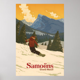 Samoens Snowboarding Travel Poster