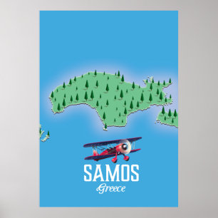 Samos Greek Island map Poster