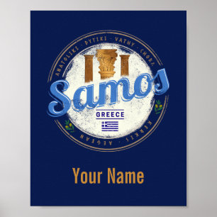 Samos island in Greece retro vintage vacation Lugg Poster