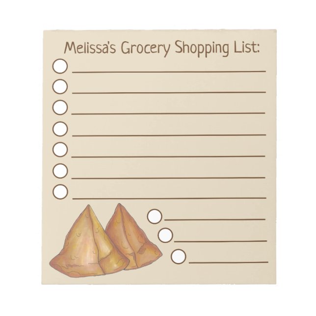 Samosas Indian Food Personalised Grocery List Notepad (Front)